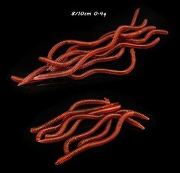 810cm 04g Red Worms Soft Baits Lures Silicone Fishing Gear 100 Pieces lot S45954050