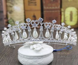 Princess Crowns Bridal Headpieces With Zirconia Pearls Bridal Jewellery Girls Prom Party Performance Pageant Wedding Tiaras #BW-JS0194373835