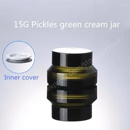 Storage Bottles 10pcs Empty 15G Pickles Green Oblique Glass Refillable Makeup Jar Pot Travel Face Cream Lotion Vials Cosmetic Containers