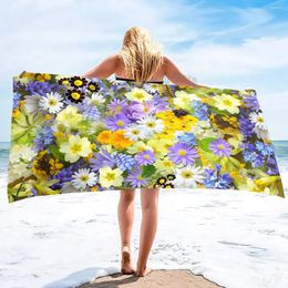 Towel Flowers Large Microfiber Beach Towels Super Absorbent Sand Free Quick Dry Lightweight Hawaiian Pool