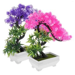 Decorative Flowers Artificial Bonsai Fake Ornaments Plants Potted Indoor Faux Tree Realistic Decor