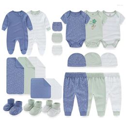 Clothing Sets Born 22 Pieces Unisex Gift Set Cotton Jumpsuit/Pant/Hat/Footwear/Mitten/Blanket Baby Boy Girl