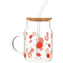 Wine Glasses Strawberry Glass Straws Cocktail Milk Cup High Capacity Multi-function Student Exquisite