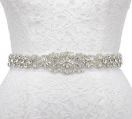 Belts Flower Design Crystal Rhinestone Applique Iron On Ribbon Bridal Belt Evening Dress Wedding SashBelts2996197