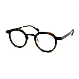 Sunglasses Frames Japanese Style Handmade High Quality Acetate Alloy Round Glasses Frame For Men Women Designer Eyeglasses Can Customise