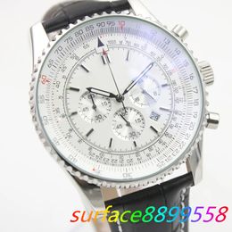 46MM New Quality Watches B06 B01 Navitimer Chronograph Battery Movement Quartz Silver Dial Men Watch Leather Strap Floding Clasp Mens Wristwatches 01