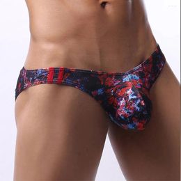 Underpants Men's U-convex Underwear Pouch T-Back Low Rise Thongs Hombre Ropa Interior Male Print G-Strings Elastic Briefs Sexy Panties