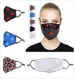 Fashion Bling 3D Washable Reusable Mask PM25 Face Care Shield Sun Gold Elbow Sequins Shiny Face Mount Masks for Party Mask DHL9089572