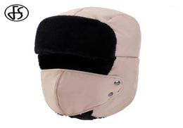BeanieSkull Caps FS High Quality Warm Thicken Bomber Hats With Scarf Men Women Russian Trapper Thermal Hat Ski Cap Winter Windpro6505232