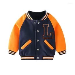 Jackets Autumn Winter Baby Boys Outerwear Thick Warm Plus Velvet Coat For Kids Embroidered Baseball Children Clothing 2-6 Years