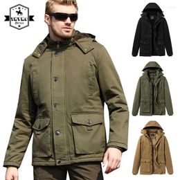 Men's Jackets Winter Thicken Hooded Windproof Jacket Mens Cotton Warm Wear-resistant High Quality Cargo Coat Male Outdoor Hiking Fleece