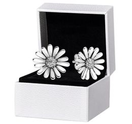 925 Sterling Silver Pave Daisy Stud Earring Original box set for P Women Party Earrings7776551