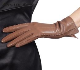 High Quality Elegant Women Genuine Leather Gloves Thin Silk Lining Goatskin Driving Gloves Trend Female Glove L085NN T1911122636402