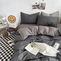 Bedding Sets Washed Cotton Duvet Cover Black For El Bedroom Brushed Quilt Pillowcase Flat Sheet Fashion Bed Linen