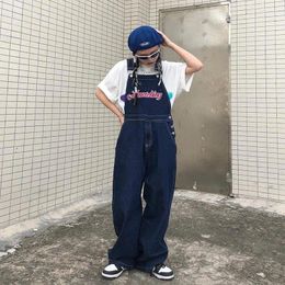 Women's Jeans Vintage Jumpsuit Women Embroidery Harajuku Wide Leg Denim Pants Autumn Baggy Oversize Overalls Korean Style Female