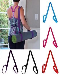 Solid Colour Adjustable Exercise Stretch Fitness Yoga Mat Holder Sling Carrier Shoulder Carry Strap Carrier Tie Elastic Yoga Belt9857420