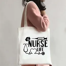 Shopping Bags Casual Eco Tote Handbag Art Life Shoulder Reusable Large Capacity Graphic Bag No Zipper Girl Canvas