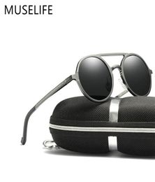 MUSELIFE brand aluminum polarized sunglasses sunglasses men039s round driving punk glasses shadow Oculus masculino Y23156617