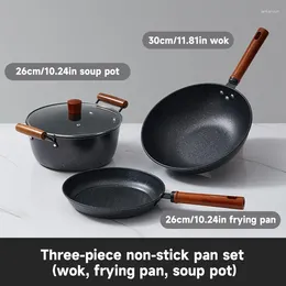 Cookware Sets 3-piece Iron Pot Set For Various Stoves Suitable Outdoor Camping And Picnics Used Stir-frying Vegetables