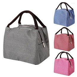 Dinnerware Lunch Bag Tote Striped Bento Hand Portable Insulated Box Container School Picnic Men Women Kids Travel