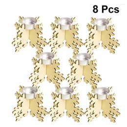 Candle Holders 8pcs Wooden Holder Snowflake Shape Candlestick Desktop Adornment Stand Without #q8