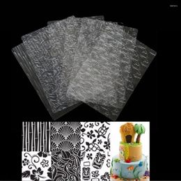 Baking Moulds 6Pcs Art Floral Fondant Cake Texture Mould Sugar Crafts Sheet Mat Plastic Chocolate Foundat DIY Home Tools