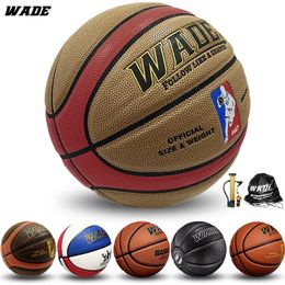 WADE Legal Original IndoorOutdoor PU Leather Ball for School Basketball Ball Size 7 Adult Bola With Free PumpPinNetBag 240510