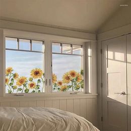 Window Stickers Floral Film Flowers No Glue Removable Glass Sticker Bedroom Living Room Static Cling Decorative Decal Home Decor