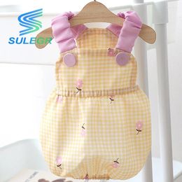 Dog Apparel SULEGR Summer Flower Plaid Dress For Clothes Dresses Stockings Vest Dogs Small Cute Chihuahua Print