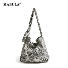 Shoulder Bags MABULA Aesthetic Leopard Tote Bag Canvas Soft Adjustable Strap Crossbody Big Capacity Hobo Handbag Women's Cotton Purse