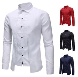 White Dress Shirt Men Slim Fit Long Sleeve Casual Button Down Shirts Mens Business Office Work Clothing Chemise Homme DC391380073