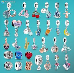 925 Silver Fit Charm 925 Bracelet Pansy Lemon Octopus Fish Conch Murano Glass Turtles charms set Pendant DIY Fine Beads Jewelry5380837