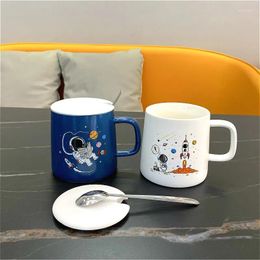 Mugs Creative Ins Starry Sky Gift Water Cup Cartoon Mug With Lid Spoon Home Student Milk Coffee