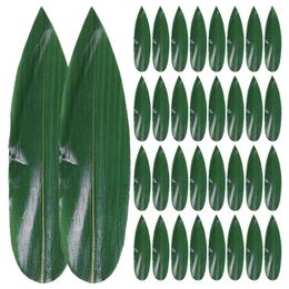 Mugs 100 Pcs Paper Cup Leaf Sushi Decorative Bamboo Leaves Faux Grass Arrangement Plate Adorn Tray Ornament Fake Dish Cupcake