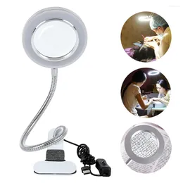 Table Lamps USB Lamp LED Study Light With Clip Makeup&Beauty Desk Eight Times Magnifying Glass Circle