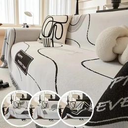 Chair Covers Black And White Chenille Sofa Towel Cover Living Room 3 Seater Scratch Resistant Seasonal