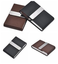 Highend Thin leather skin cigarette box creative black brown color capacity 7 pcs Moistureproof prevent pressure cigarette case Y5984526