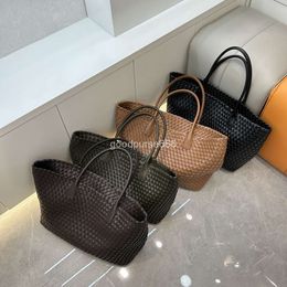 Women BottegVenet Lady Bag Bags Cabat 2024 Totes New Woven Basket Cowhide Holder Extra Large Capacity Underarm Handheld Female Tote Handbag