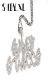 Custom Names Letters Chain Pendants Necklace Hip Hop Jewellery Zircon for Men Women Gold Sliver color9417737