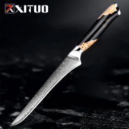 Chef Boning (Fillet) Knife 6 inch Best Damascus Japanese VG10 Steel 67 Layer Razor Sharp Utility Knife Awesome Edge Retention
