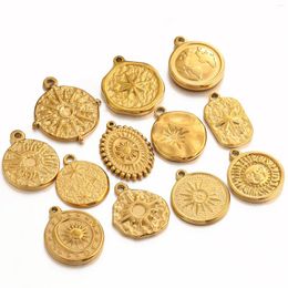 Charms 3Pc Vintage Sun/Star/Earth Sun Charm 3D Embossing Sunburst Stainless Steel Pendant DIY Bracelet Necklace Findings Jewellery Making