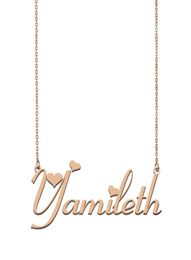 Yamileth Name Necklace Custom Nameplate Pendant for Women Girls Birthday Gift Kids Friends Jewelry 18k Gold Plated Stainless 9630868