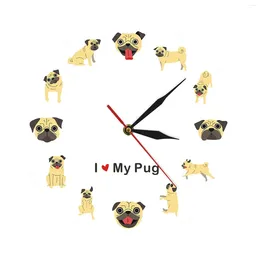 Wall Clocks Clock Quiet Dog Theme Cartoon Round Analog Non Ticking 30cm For Living Room Children's Home Office Decor