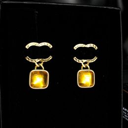 Luxury Designer Earrings Brand Double Letter Stud Women Wedding Jewellery Crystal Earring Love Gifts Couple Fashion Accessories