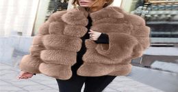 2021 New Style Faux Fur Coats Long Sleeve Women039s Suits Fox Jacket Female Winter Warm Leather Women Fur Coat Stand Collar Out2590465