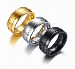 New Arrival Black Titanium steel rings for Wedding Band Goldblacksteel finger Ring For Mens Womens1381968