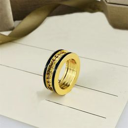 Brand Designer Ceramic Ring 2024 Fashion top 10 Black and White Spring Couple Ring Stainless Steel Gold plated two row diamond pair ring party luxury Jewellery gift