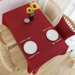 Table Cloth 2024 Red Cotton And Linen Rectangular Cloth_Jes406