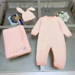 Luxury newborn baby jumpsuits designer boys girls bodysuit suits Size 59-90 Clothing Long Ear Hat Letter Printed Blanket