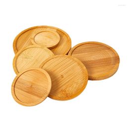 Table Mats 1 Pc Bamboo Tray Bonsai Holder Round Plant Stand For Succulent Pot Wood Flower Garden Tools